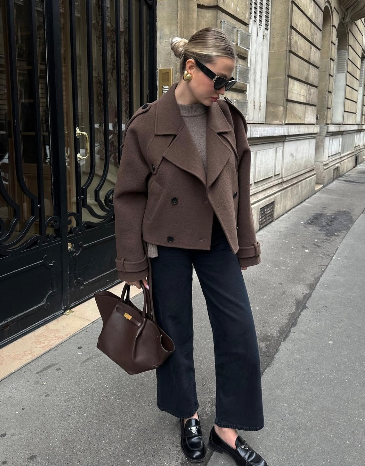 Aubriana |  Cropped Belted Wool Coat