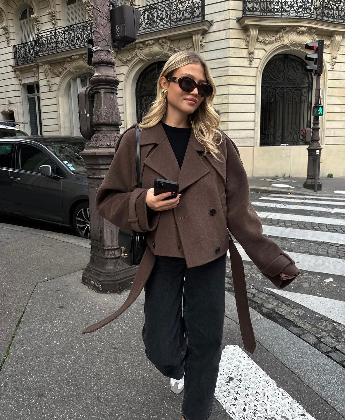 Aubriana |  Cropped Belted Wool Coat