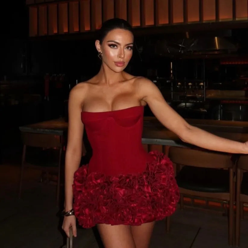 Trofina | Elegant Strapless Corset Mini Dress
