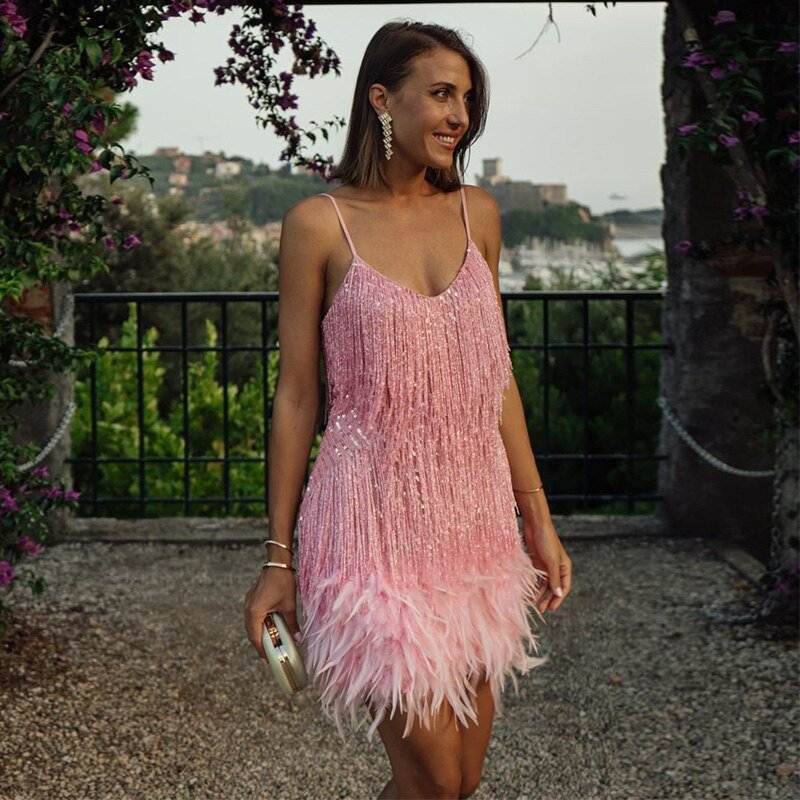 Mel | Feather Mini Dress