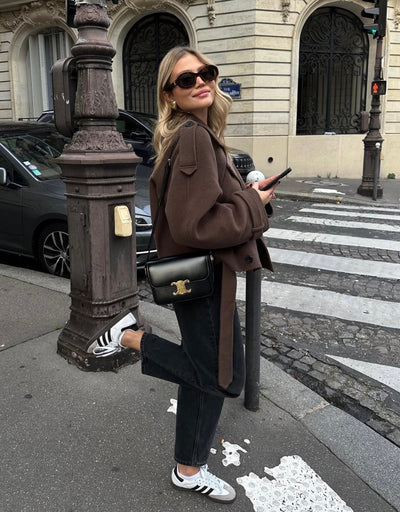 Aubriana |  Cropped Belted Wool Coat