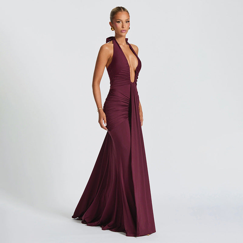 Harlow | Pleated Halter Gown