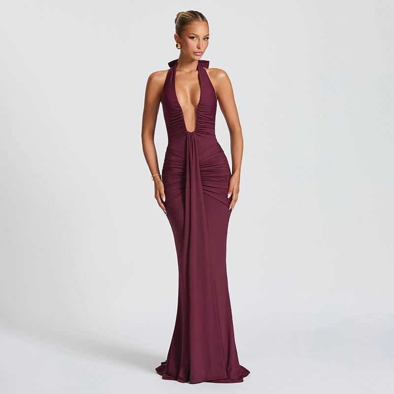 Harlow | Pleated Halter Gown