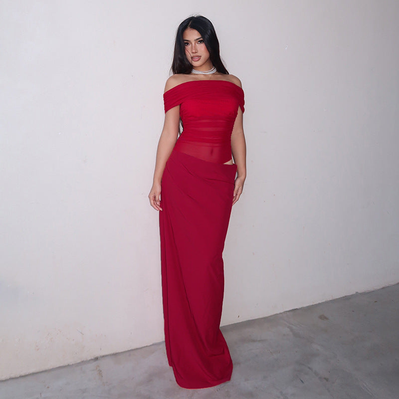 MiLu | Off-Shoulder Mesh Maxi Dress