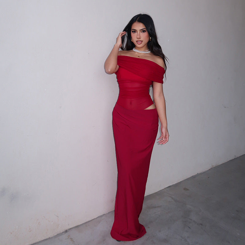 MiLu | Off-Shoulder Mesh Maxi Dress