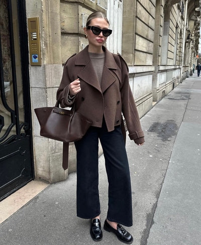 Aubriana |  Cropped Belted Wool Coat