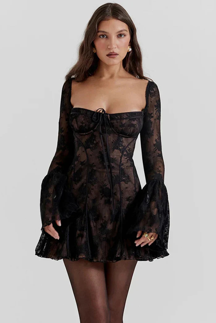 Bea | Long Sleeved Lace Mini Dress