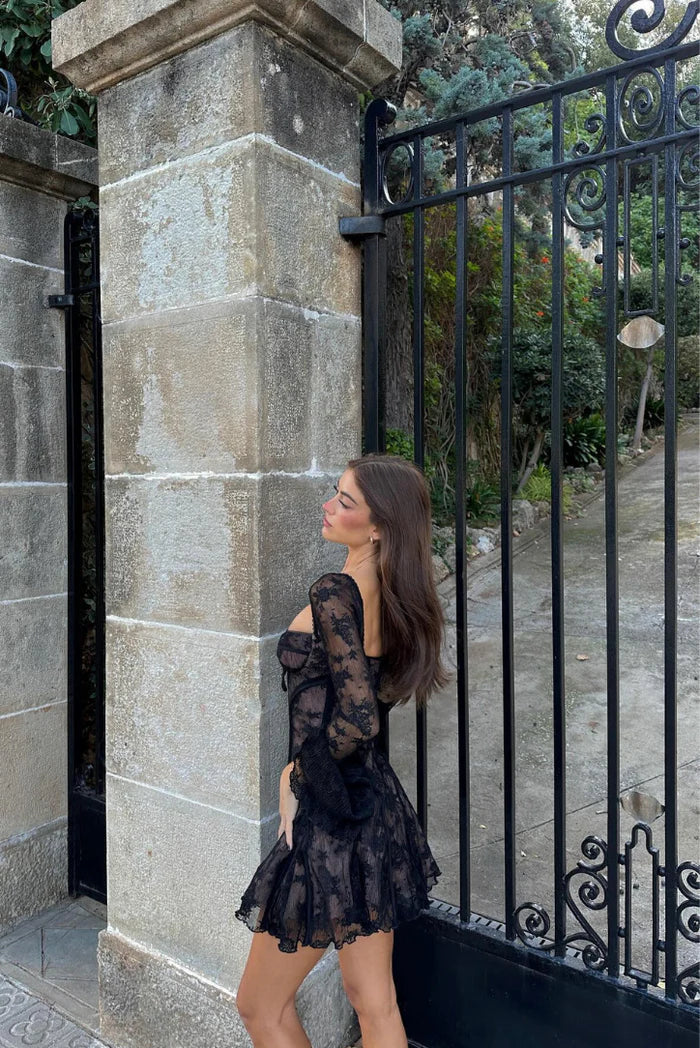 Bea | Long Sleeved Lace Mini Dress