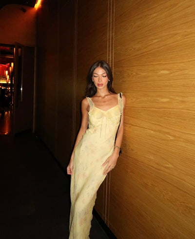 KAYLA SLIP DRESS IN CITRON BLOOM - Serena Studio