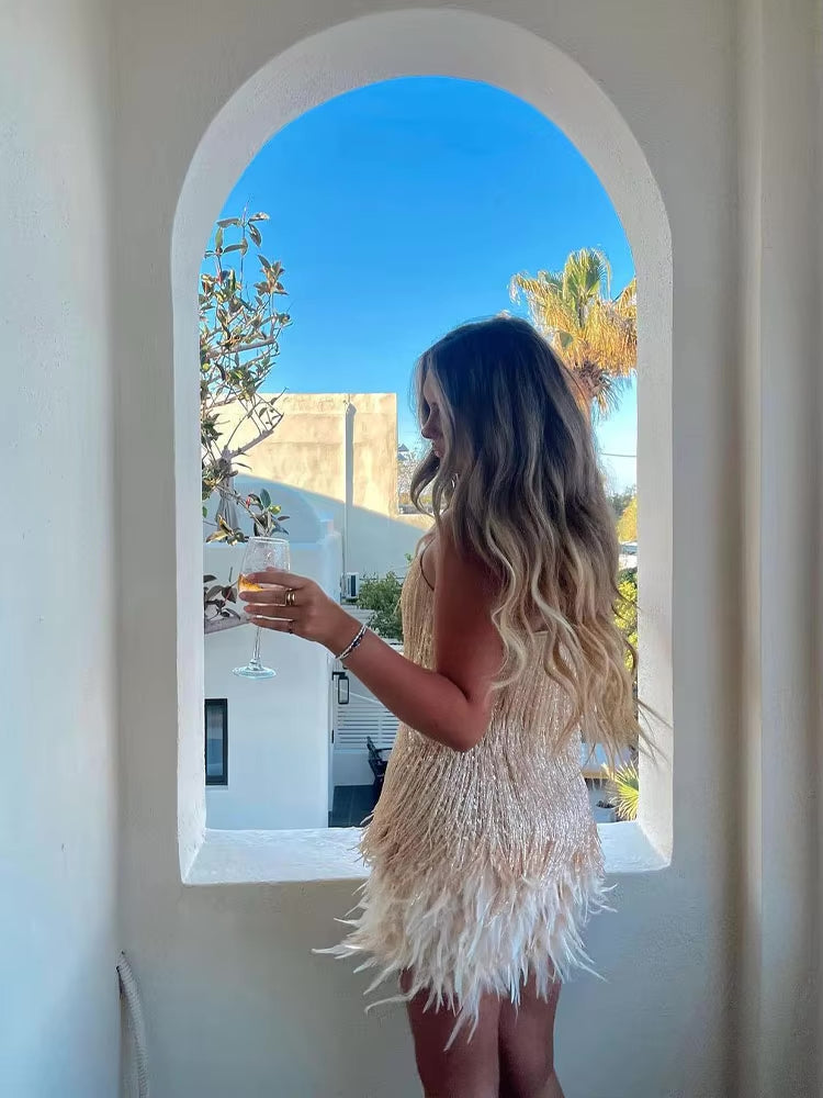 Mel | Feather Mini Dress