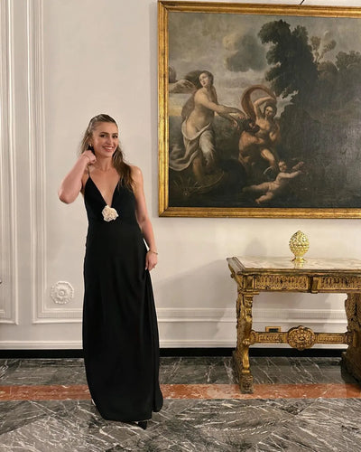 Graceful Drift Backless Slip Dress