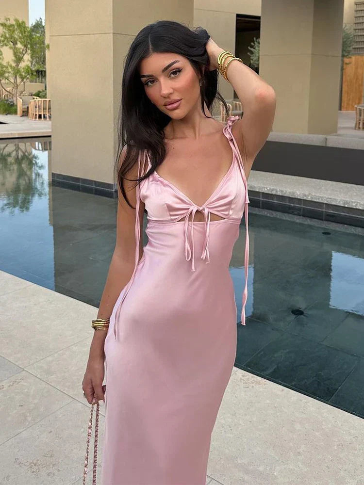 Bela | Sleeveless Satin Maxi Dress