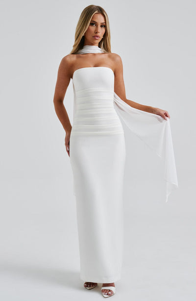Wren | Strapless Gown with Scarf