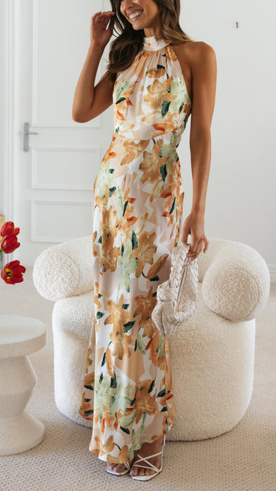 Xana | Floral Halter Maxi Dress