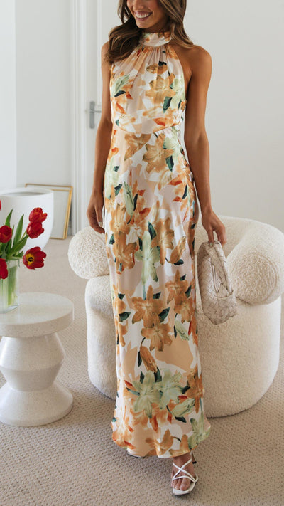 Xana | Floral Halter Maxi Dress