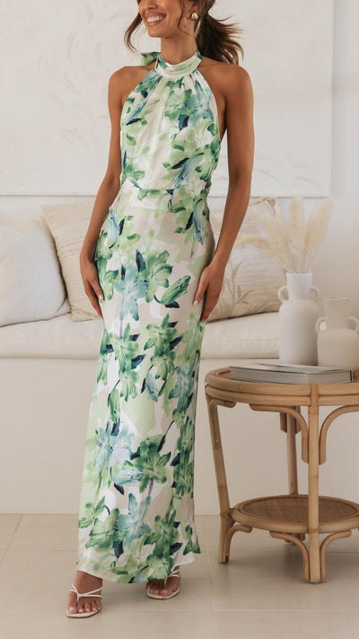 Xana | Floral Halter Maxi Dress