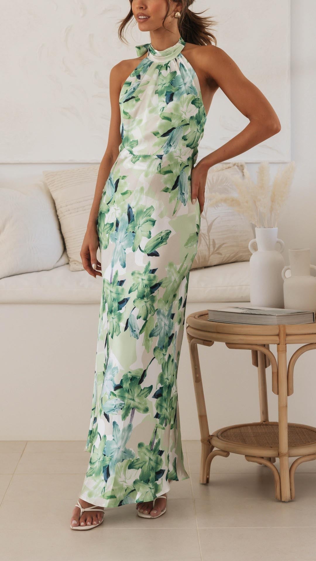 Xana | Floral Halter Maxi Dress