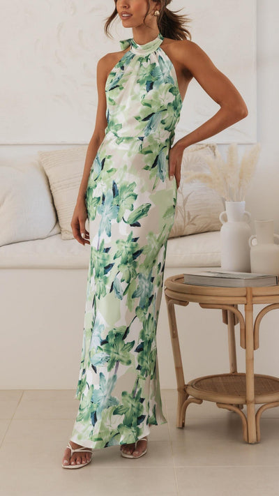Xana | Floral Halter Maxi Dress