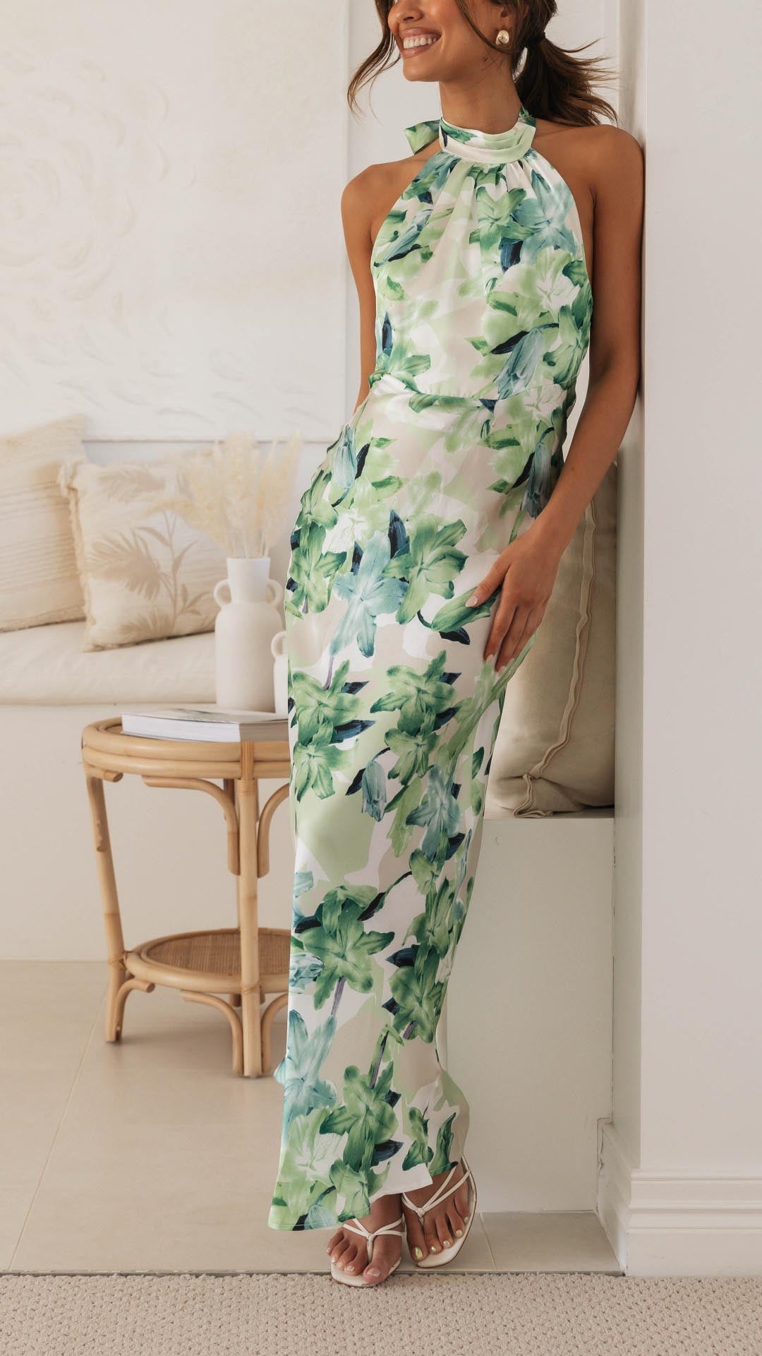 Xana | Floral Halter Maxi Dress