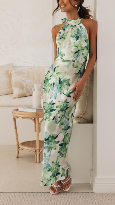 Xana | Floral Halter Maxi Dress