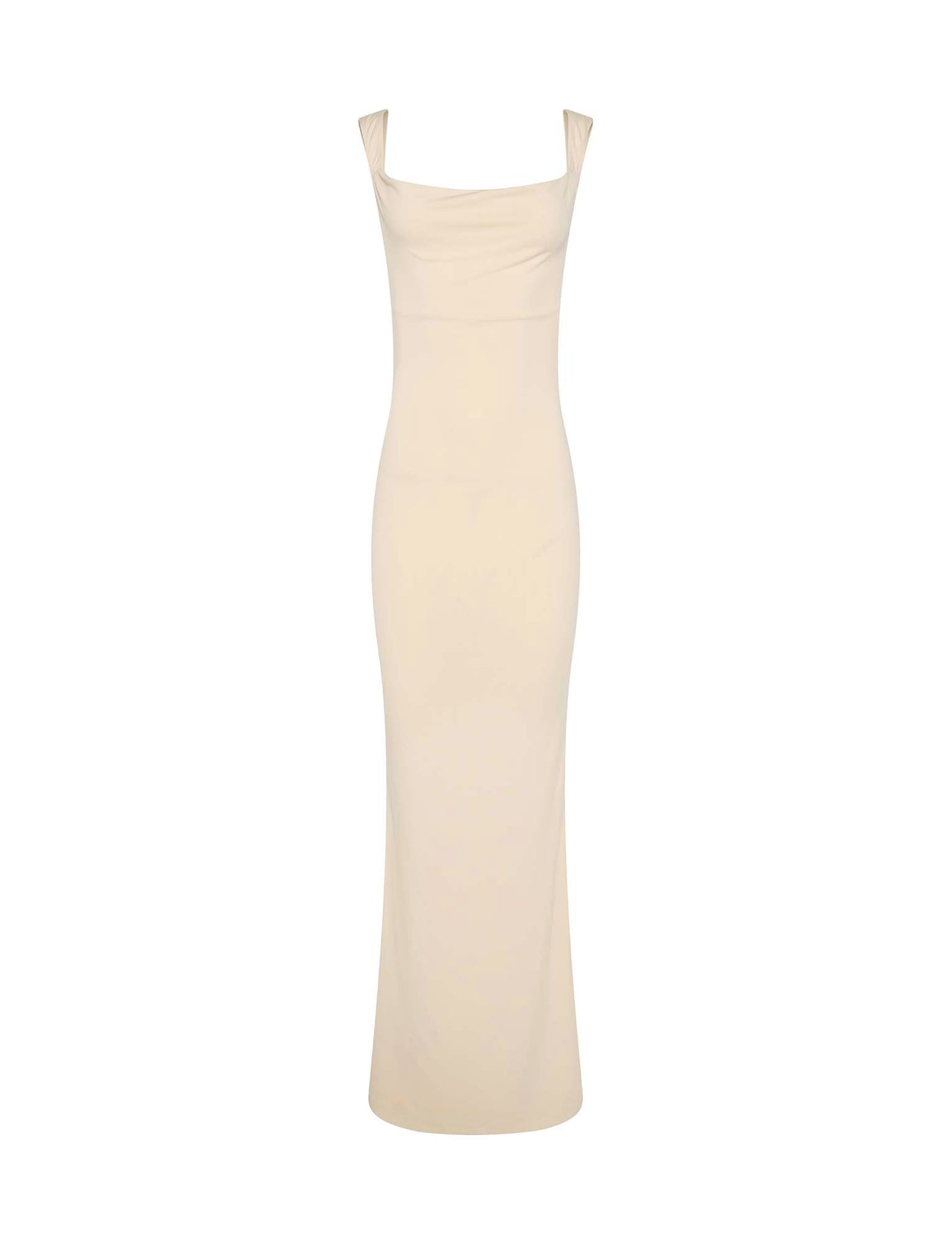 A sleeveless, bodycon fit TIGERMIST Morana Dress in yellow butter with a square neckline and smooth, plain fabric design.