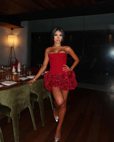 Trofina | Elegant Strapless Corset Mini Dress