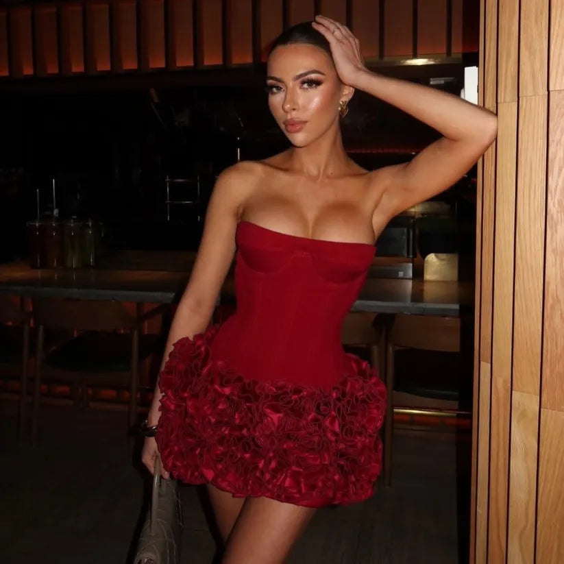 Trofina | Elegant Strapless Corset Mini Dress