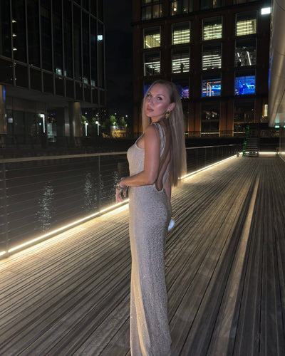 Elaya Knitted Sequin Maxi Dress - DE NOIR 