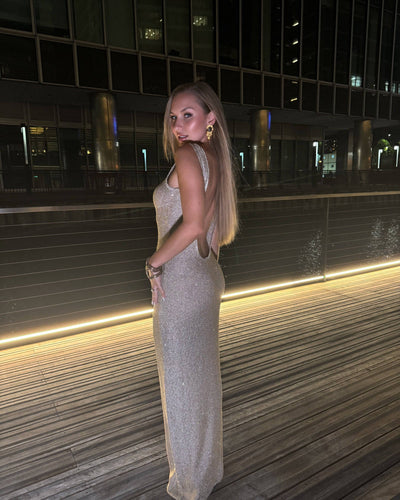 Elaya Knitted Sequin Maxi Dress - DE NOIR 