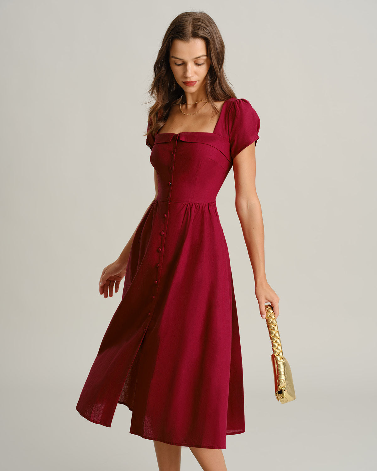 Women's Woven Polyester Midi Dresses Dresses - RIHOAS